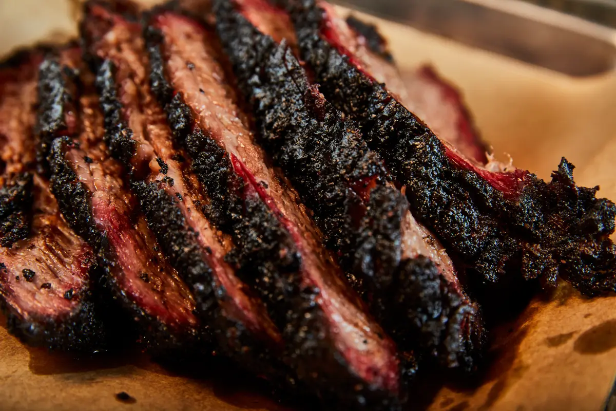 A tray of Texas barbecue brisket and ribs